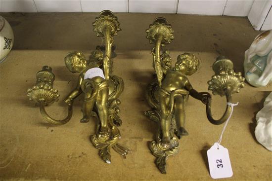 2 branch putti wall sconces